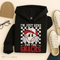Funny Baseball Lover I'm Just Here For The Snacks Hoodie thumb 4