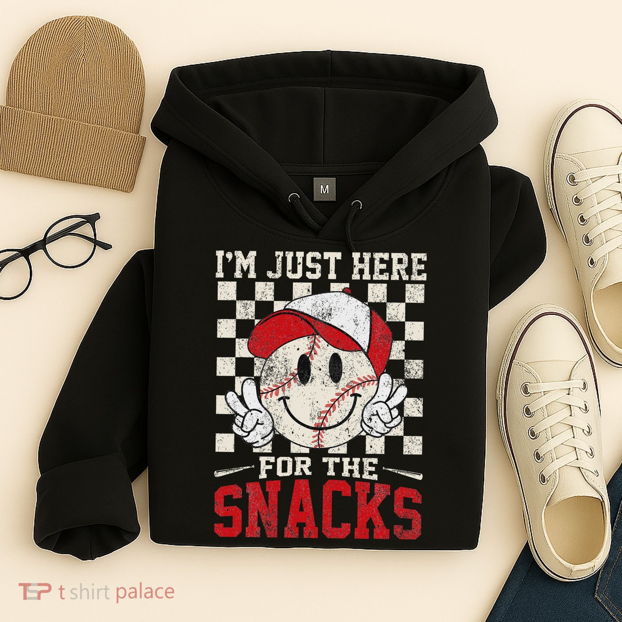 Funny Baseball Lover I'm Just Here For The Snacks Hoodie