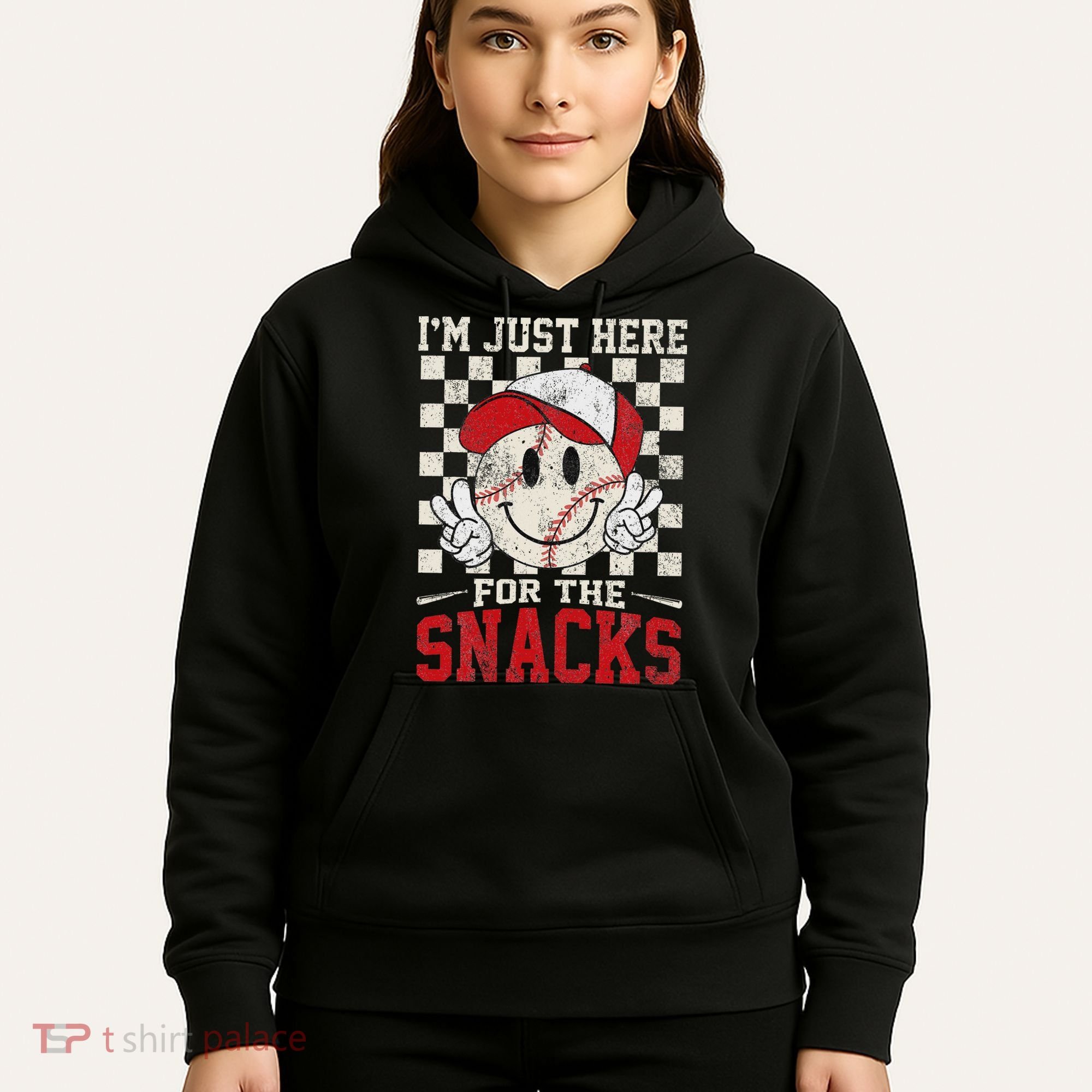 Funny Baseball Lover I'm Just Here For The Snacks Hoodie