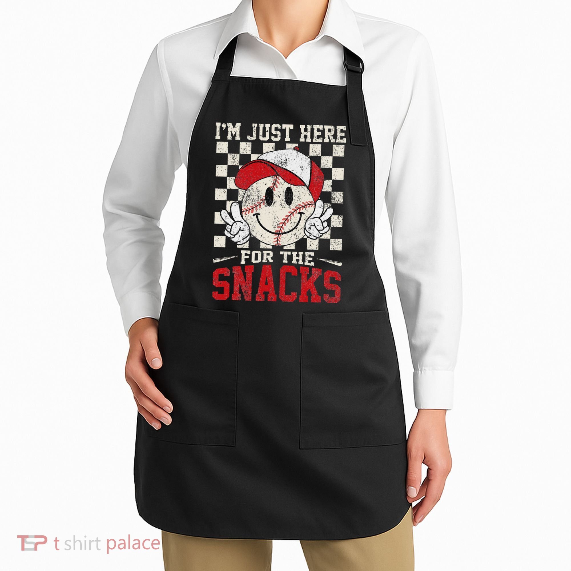 Funny Baseball Lover I'm Just Here For The Snacks Apron