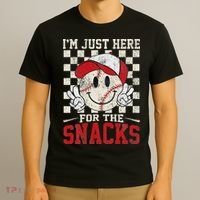 Funny Baseball Lover I'm Just Here For The Snacks T-Shirt thumb 3