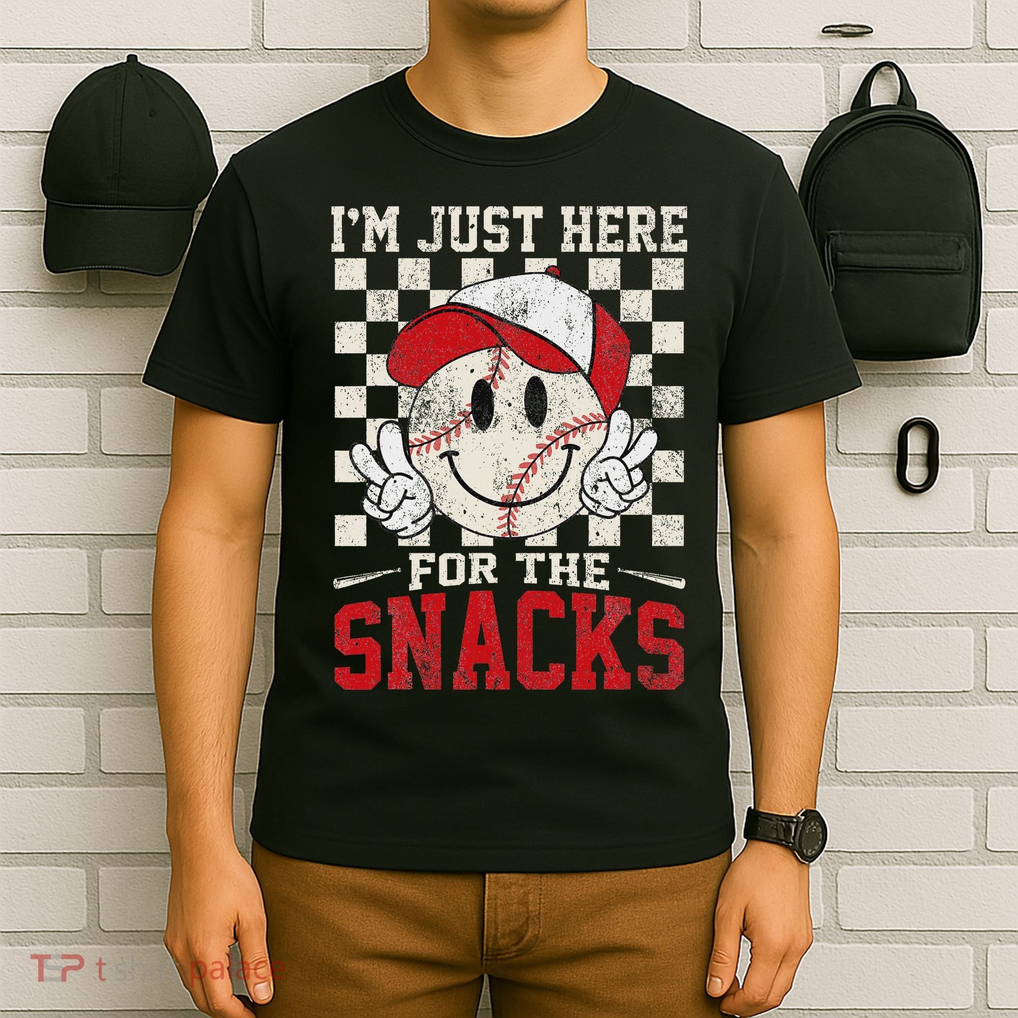 Funny Baseball Lover I'm Just Here For The Snacks T-Shirt