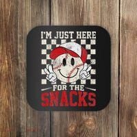 Funny Baseball Lover I'm Just Here For The Snacks Coaster thumb 0