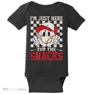 Funny Baseball Lover I'm Just Here For The Snacks Baby Bodysuit