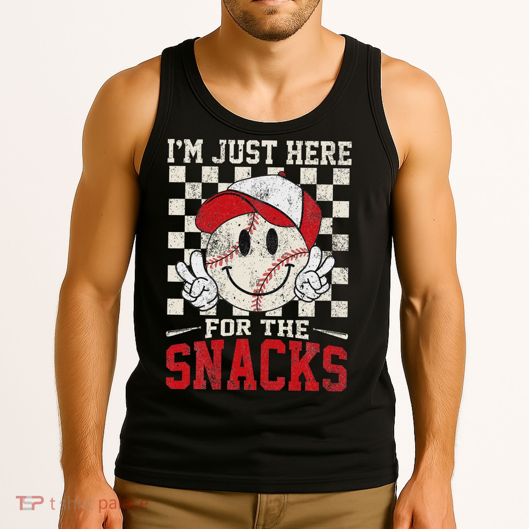 Funny Baseball Lover I'm Just Here For The Snacks Tank Top