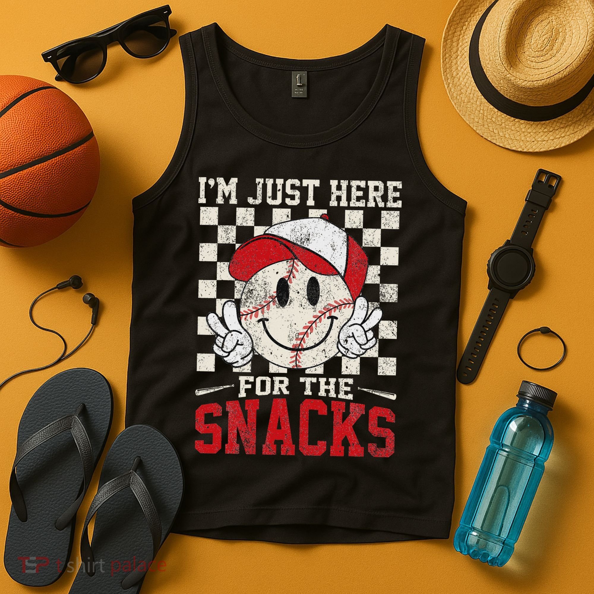 Funny Baseball Lover I'm Just Here For The Snacks Tank Top