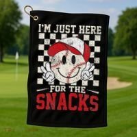 Funny Baseball Lover I'm Just Here For The Snacks Golf Towel thumb 1