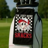 Funny Baseball Lover I'm Just Here For The Snacks Golf Towel thumb 2