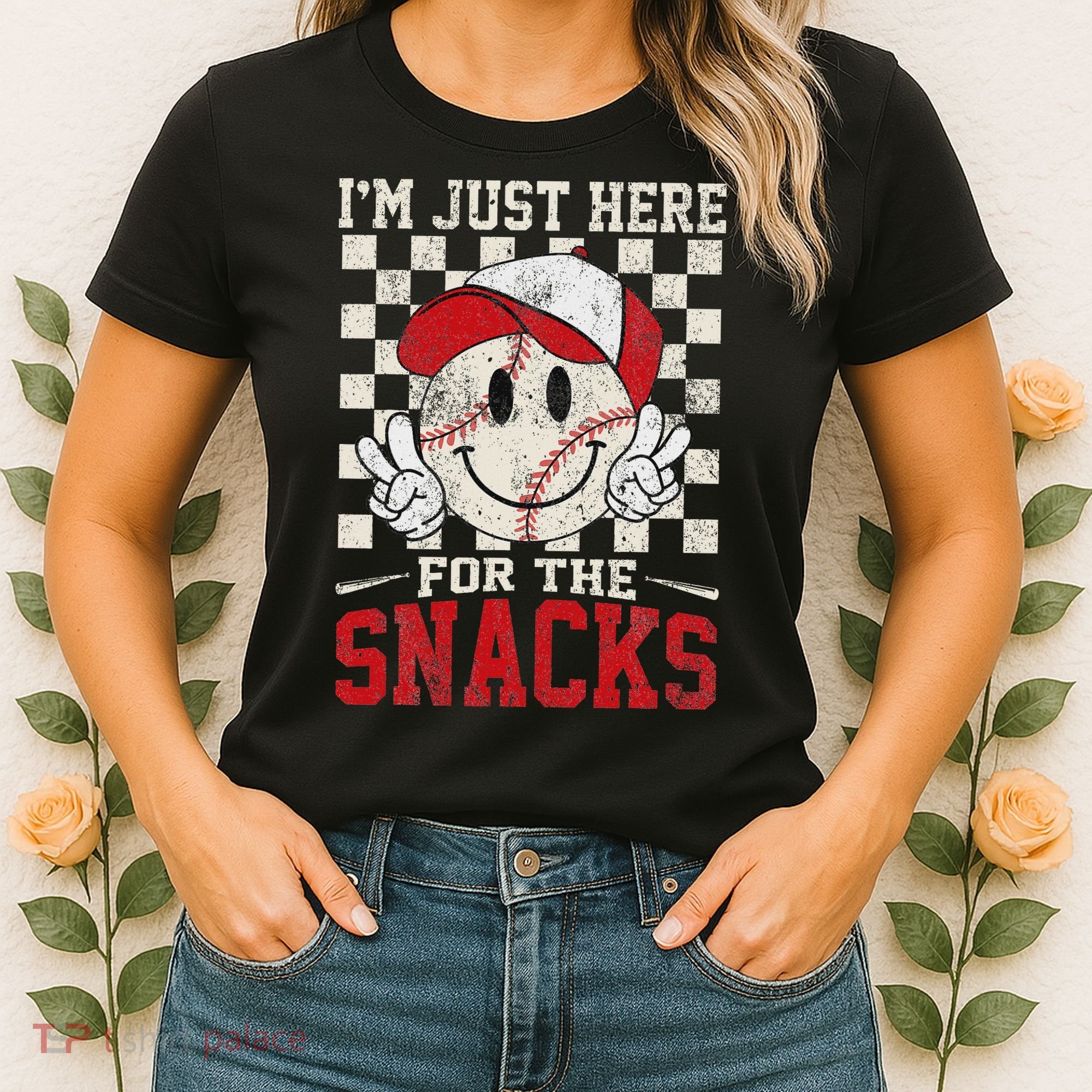 Funny Baseball Lover I'm Just Here For The Snacks Women's T-Shirt
