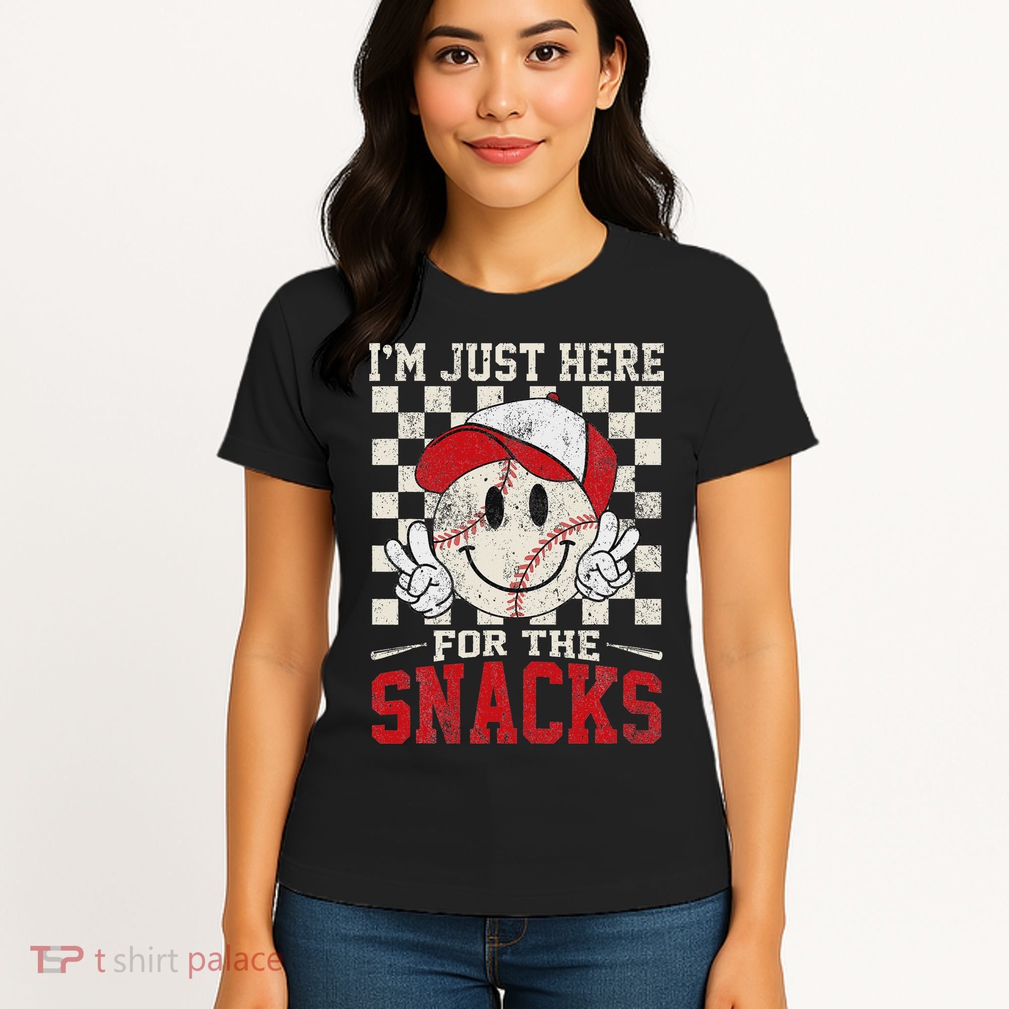 Funny Baseball Lover I'm Just Here For The Snacks Women's T-Shirt