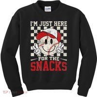 Funny Baseball Lover I'm Just Here For The Snacks Kids Sweatshirt thumb 0