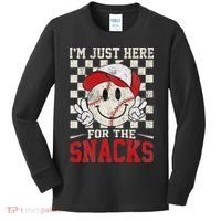 Funny Baseball Lover I'm Just Here For The Snacks Kids Long Sleeve Shirt thumb 0