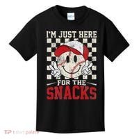 Funny Baseball Lover I'm Just Here For The Snacks Kids T-Shirt thumb 0