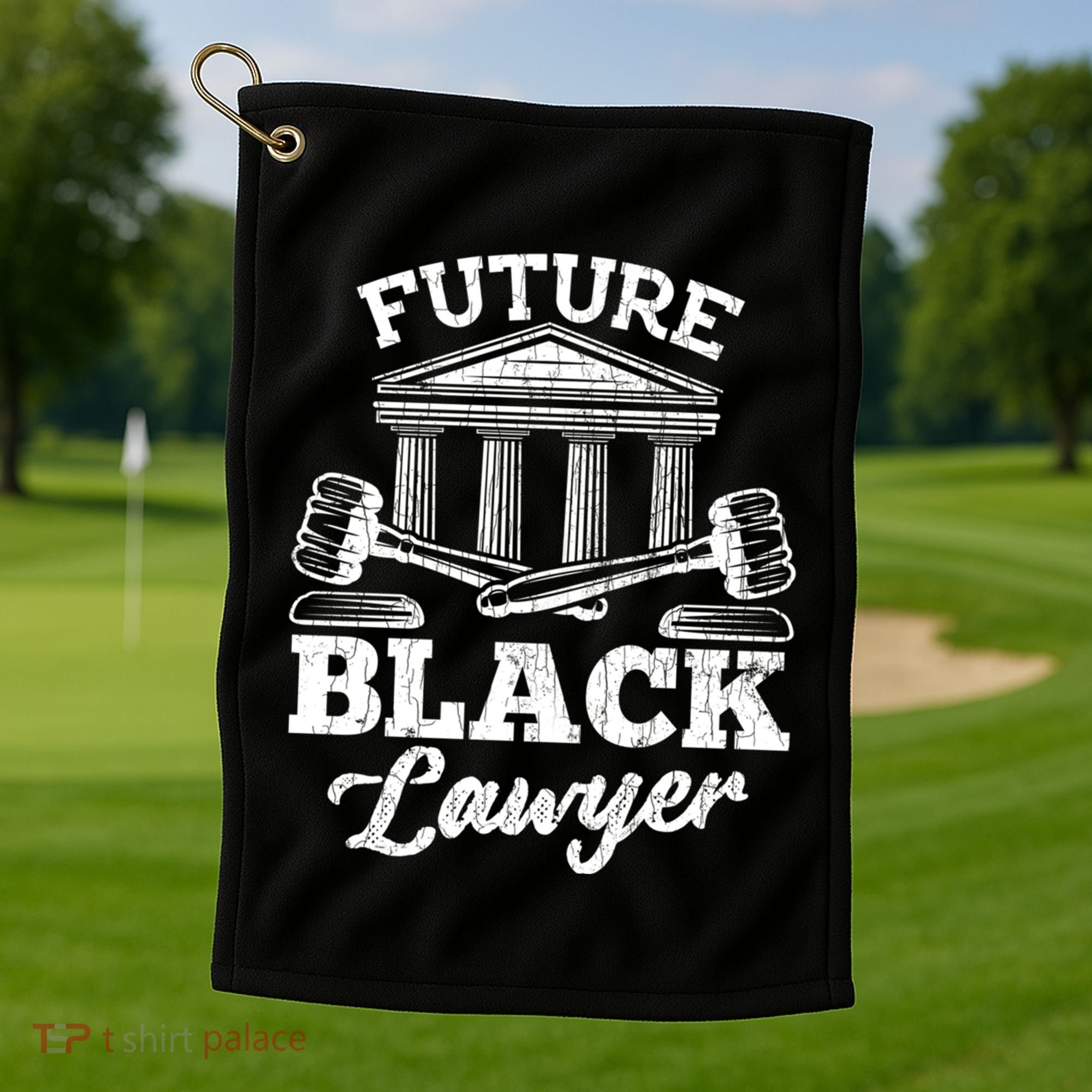 Future Black Lawyer Funny Attorney Law School Graphic Gift Golf Towel