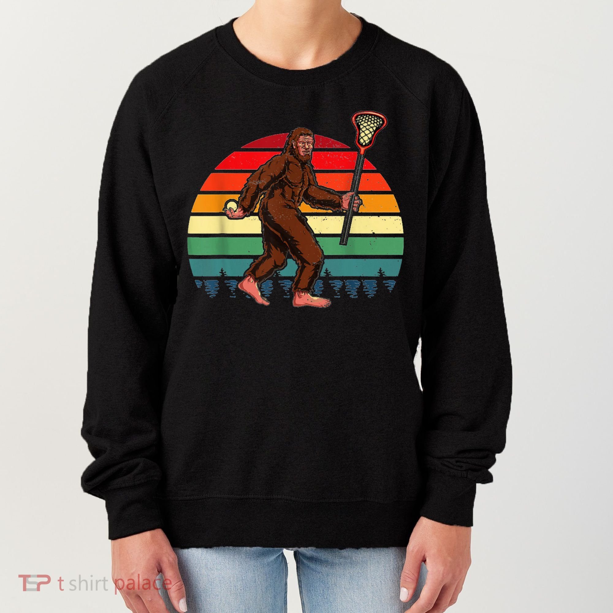 Funny Bigfoot Lacrosse Lax Sasquatch Lacrosse Team Player Women's Sweatshirt