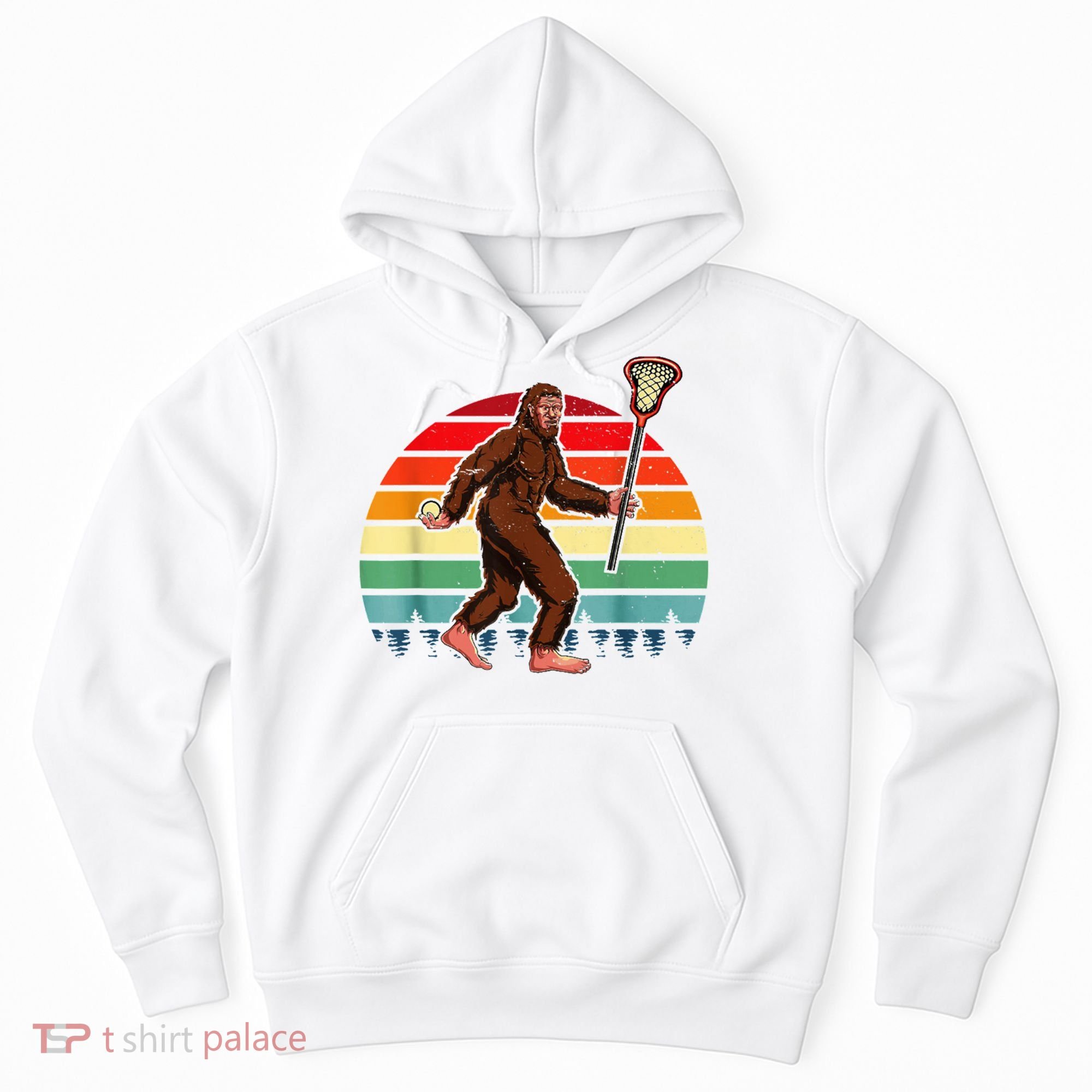 Funny Bigfoot Lacrosse Lax Sasquatch Lacrosse Team Player Hoodie