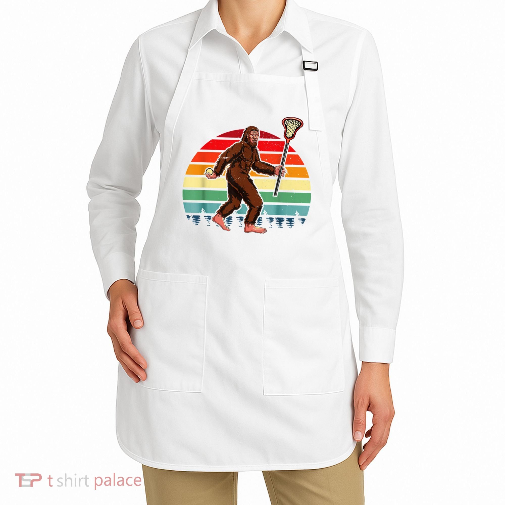 Funny Bigfoot Lacrosse Lax Sasquatch Lacrosse Team Player Apron