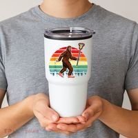 Funny Bigfoot Lacrosse Lax Sasquatch Lacrosse Team Player Tumbler thumb 2