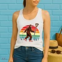Funny Bigfoot Lacrosse Lax Sasquatch Lacrosse Team Player Women's Tank Top thumb 2