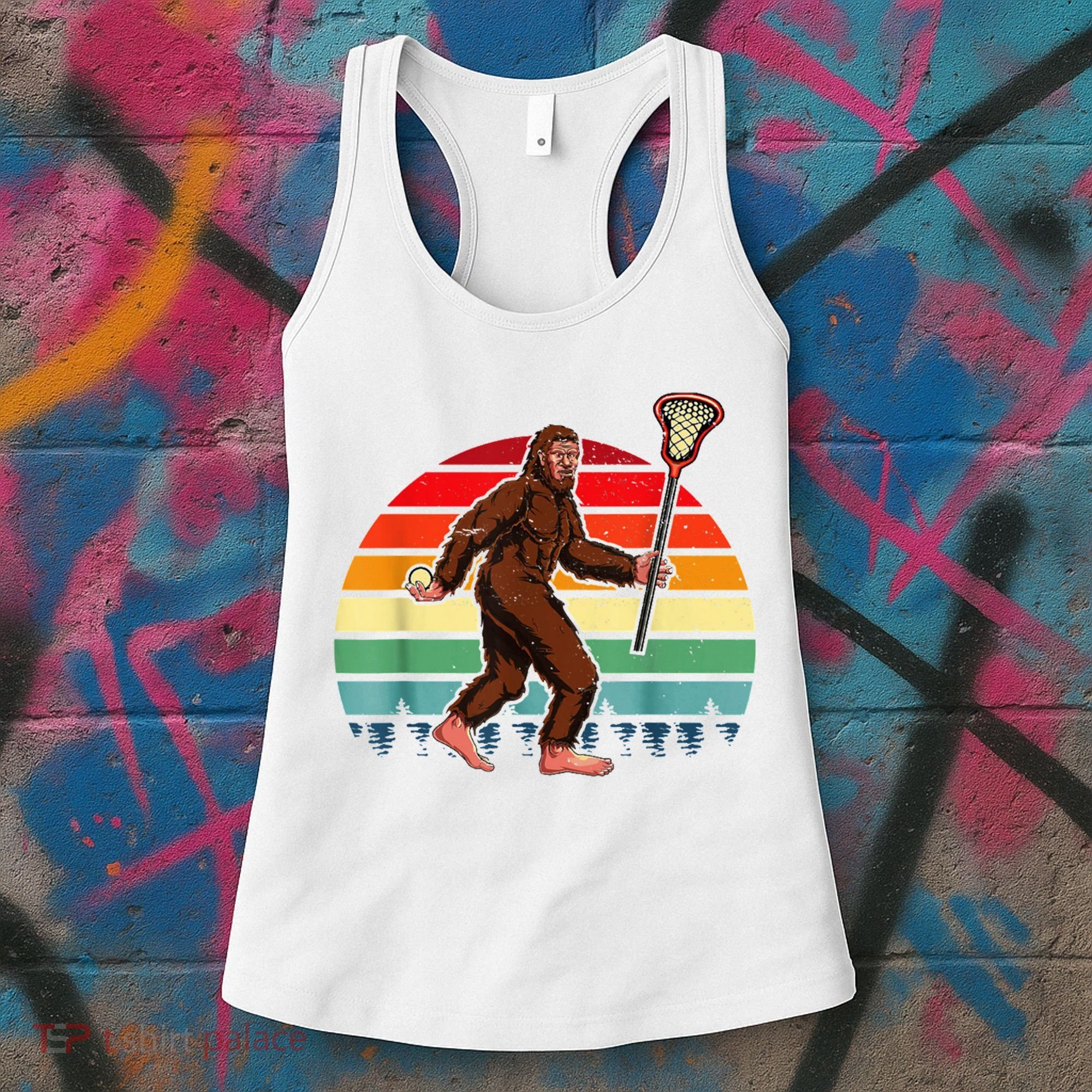 Funny Bigfoot Lacrosse Lax Sasquatch Lacrosse Team Player Women's Tank Top