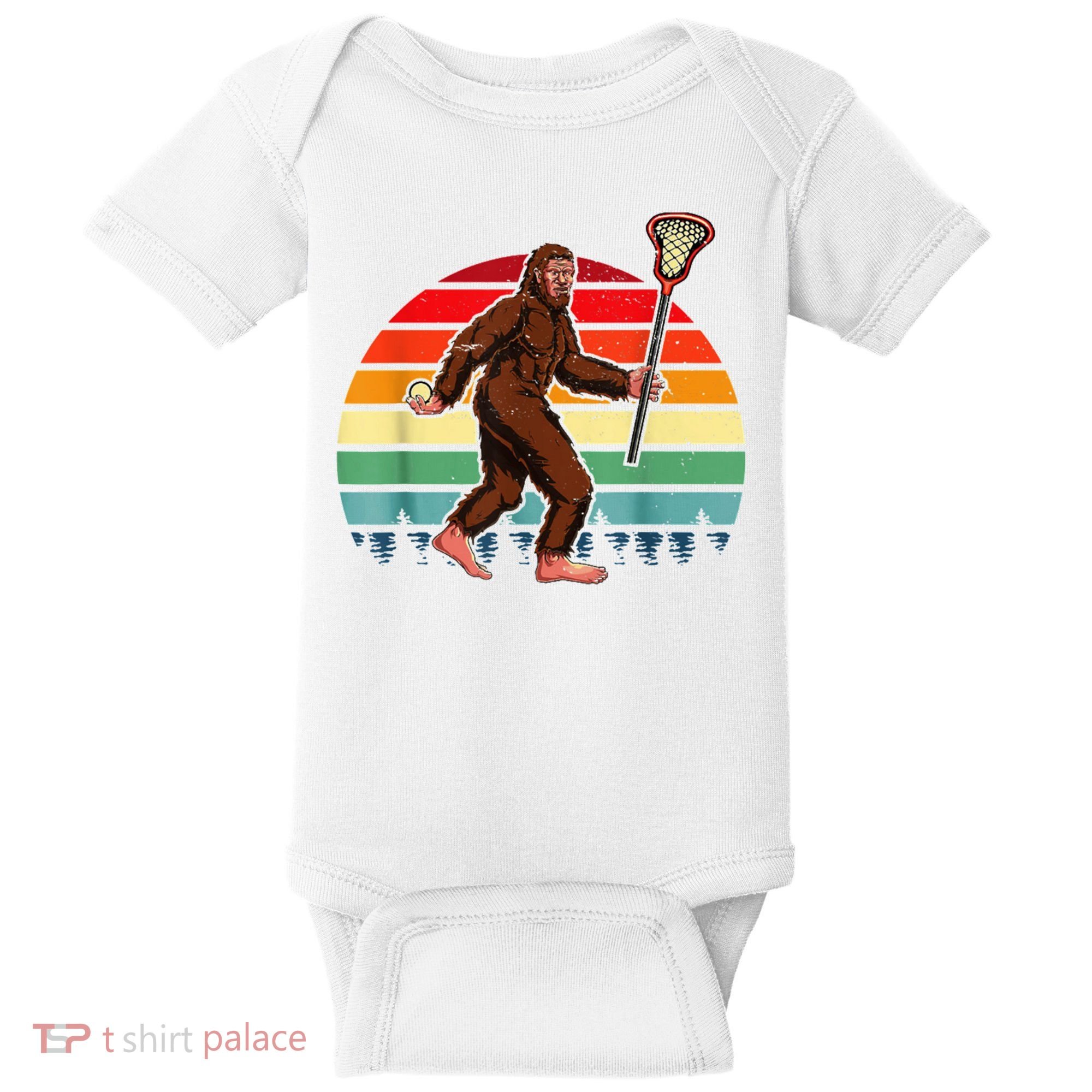 Funny Bigfoot Lacrosse Lax Sasquatch Lacrosse Team Player Baby Bodysuit