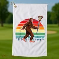 Funny Bigfoot Lacrosse Lax Sasquatch Lacrosse Team Player Golf Towel thumb 1