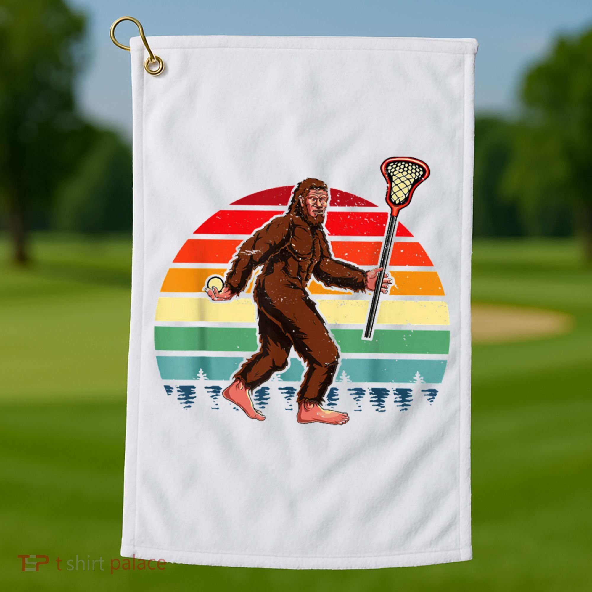 Funny Bigfoot Lacrosse Lax Sasquatch Lacrosse Team Player Golf Towel