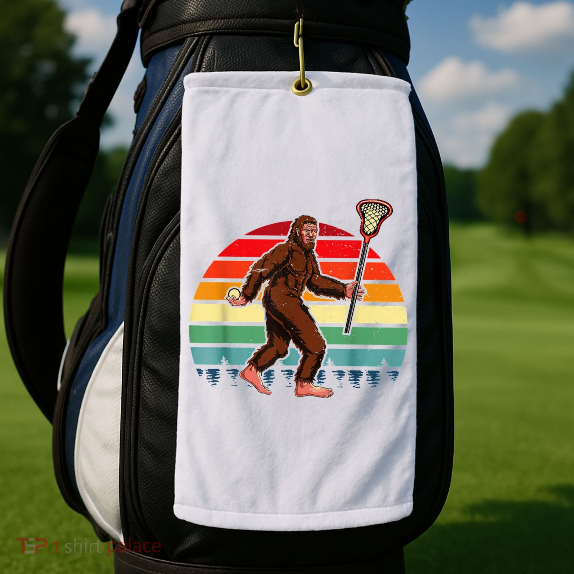 Funny Bigfoot Lacrosse Lax Sasquatch Lacrosse Team Player Golf Towel