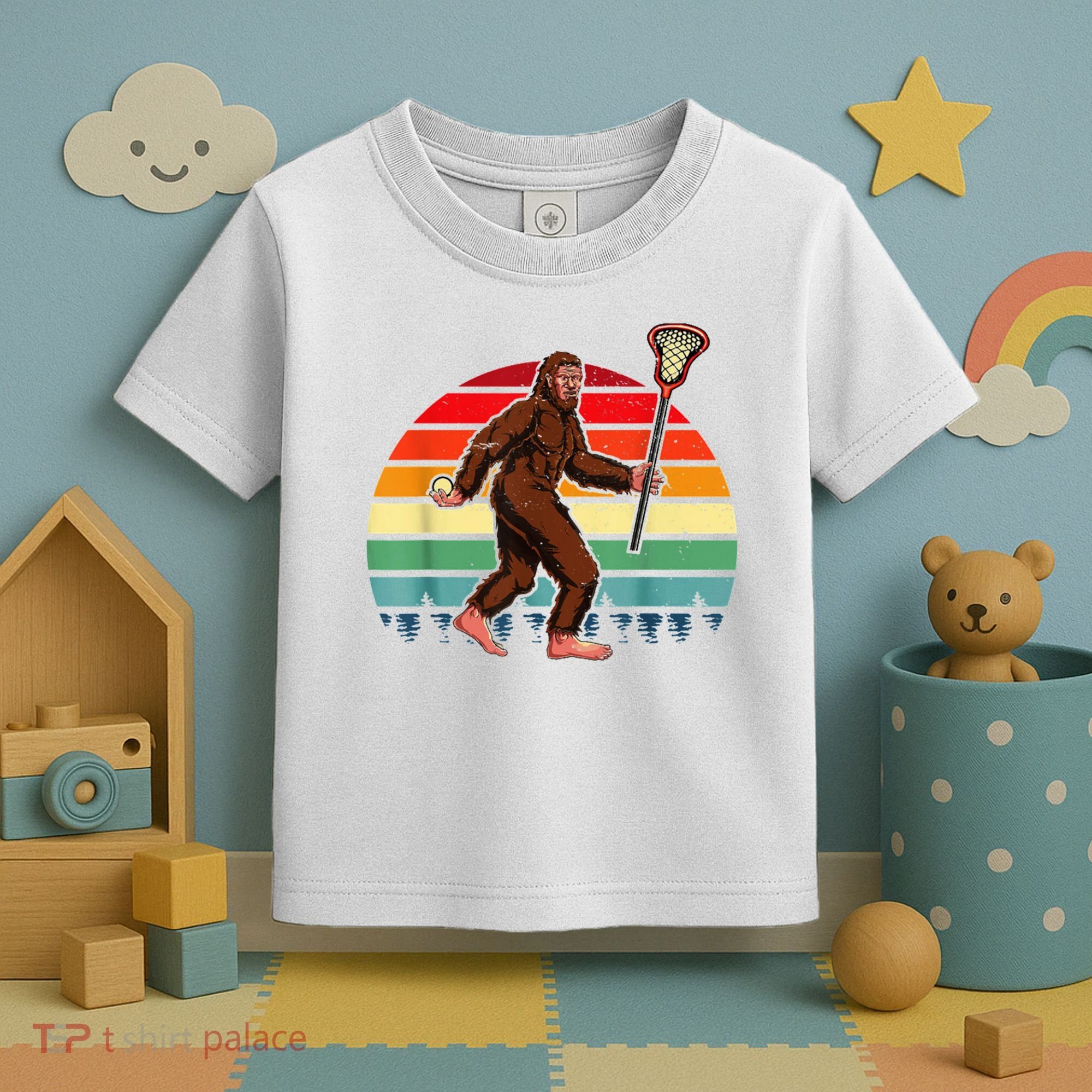 Funny Bigfoot Lacrosse Lax Sasquatch Lacrosse Team Player Toddler T-Shirt
