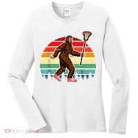 Funny Bigfoot Lacrosse Lax Sasquatch Lacrosse Team Player Women's Long Sleeve Shirt thumb 0