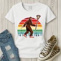 Funny Bigfoot Lacrosse Lax Sasquatch Lacrosse Team Player Women's T-Shirt thumb 3