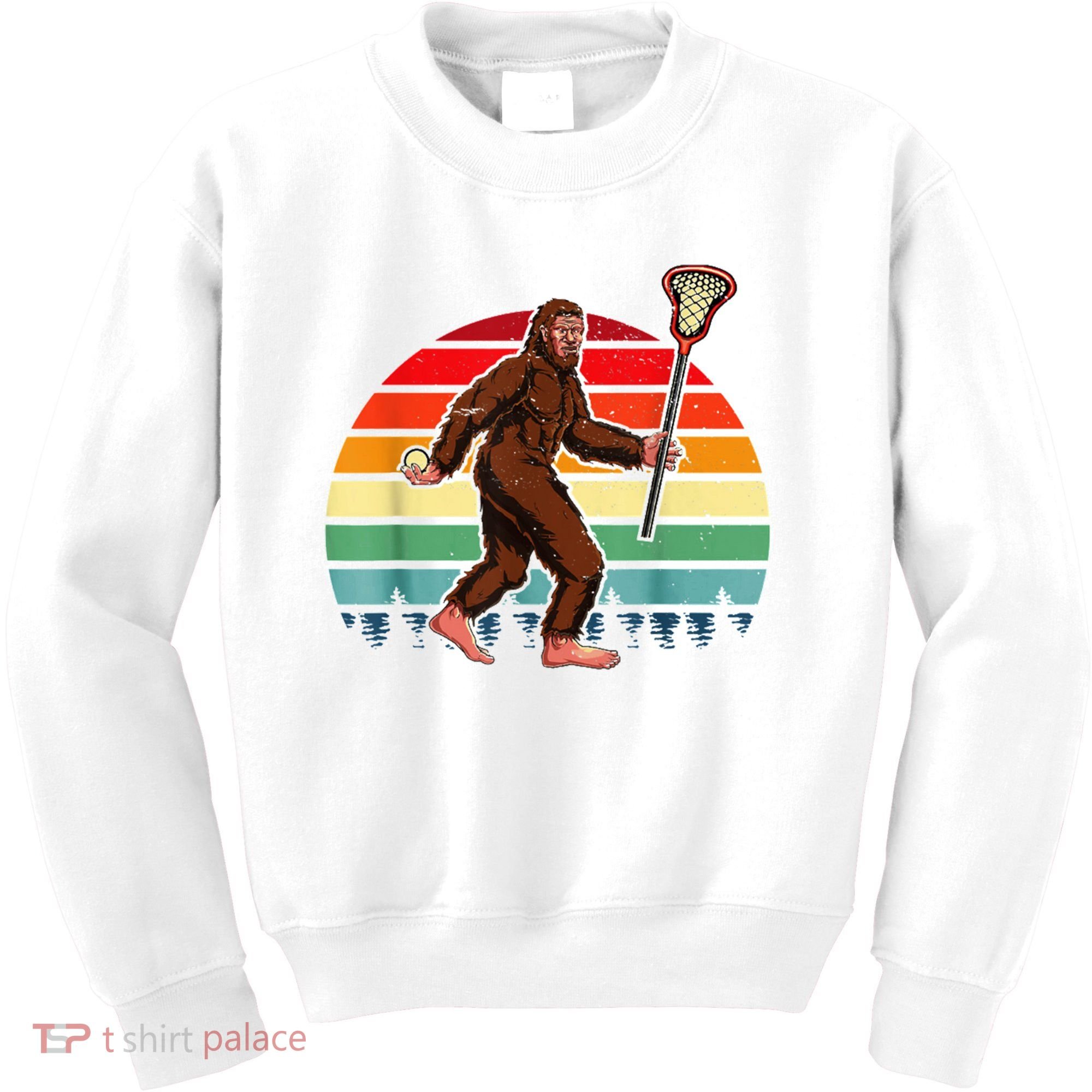 Funny Bigfoot Lacrosse Lax Sasquatch Lacrosse Team Player Kids Sweatshirt
