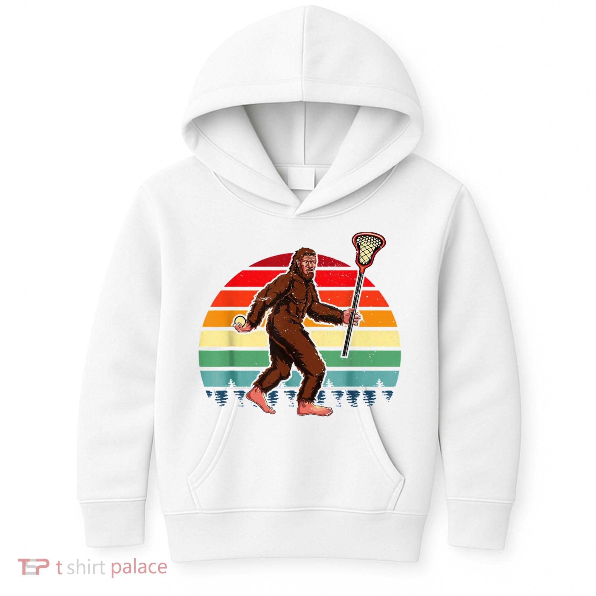 Funny Bigfoot Lacrosse Lax Sasquatch Lacrosse Team Player Kids Hoodie