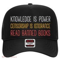 Funny Book Lover Gift Knowledge Is Power Censorship Is Ignorance Read Banned Boo Hat thumb 0