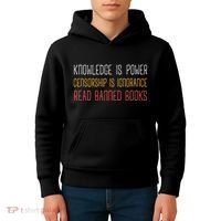 Funny Book Lover Gift Knowledge Is Power Censorship Is Ignorance Read Banned Boo Kids Hoodie thumb 4