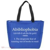 Funny Book Lover Library Tee Abibliophobia Definition Cool Gift Tote Bag thumb 0