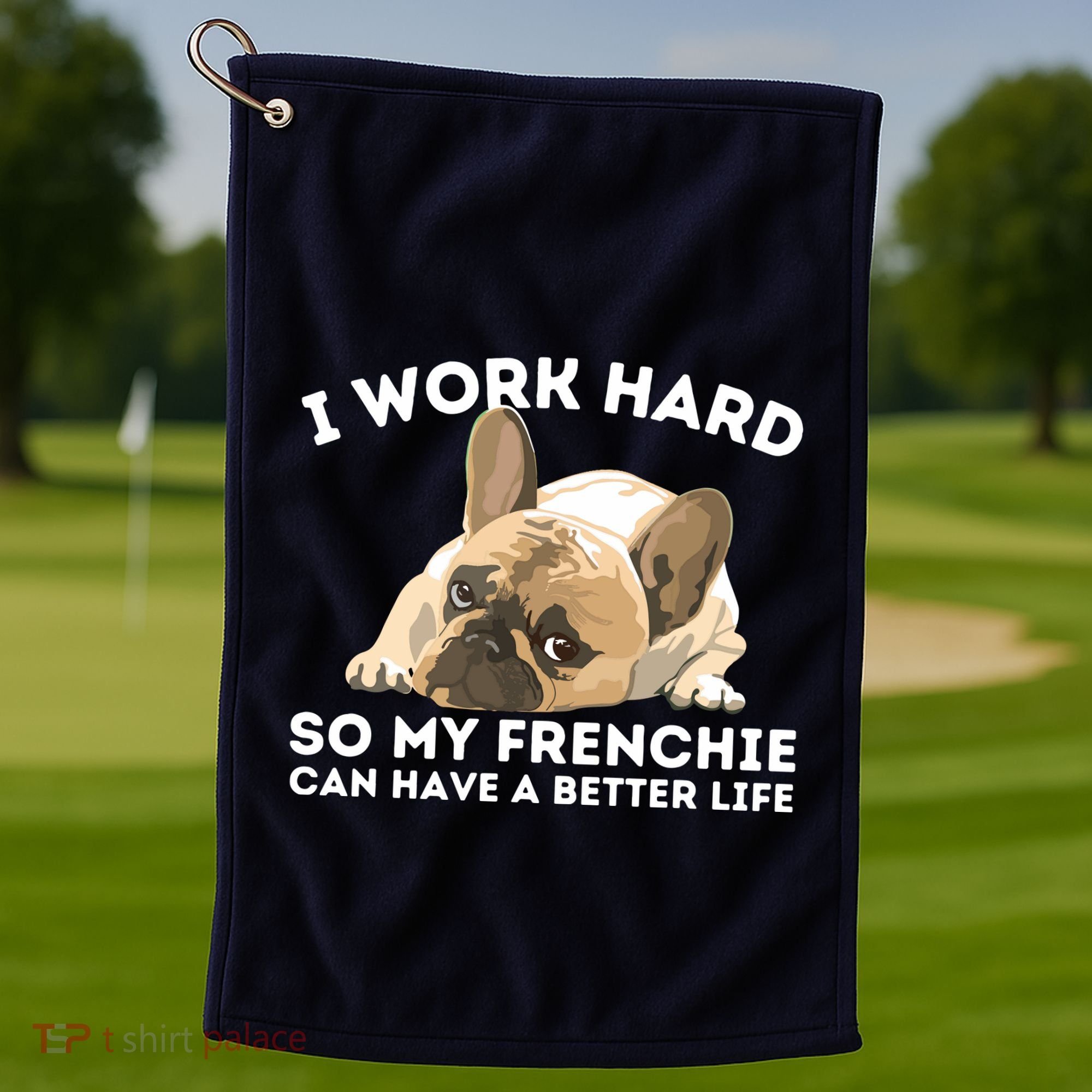 Frenchie Better Life Funny French Bulldog Dog Lover Golf Towel