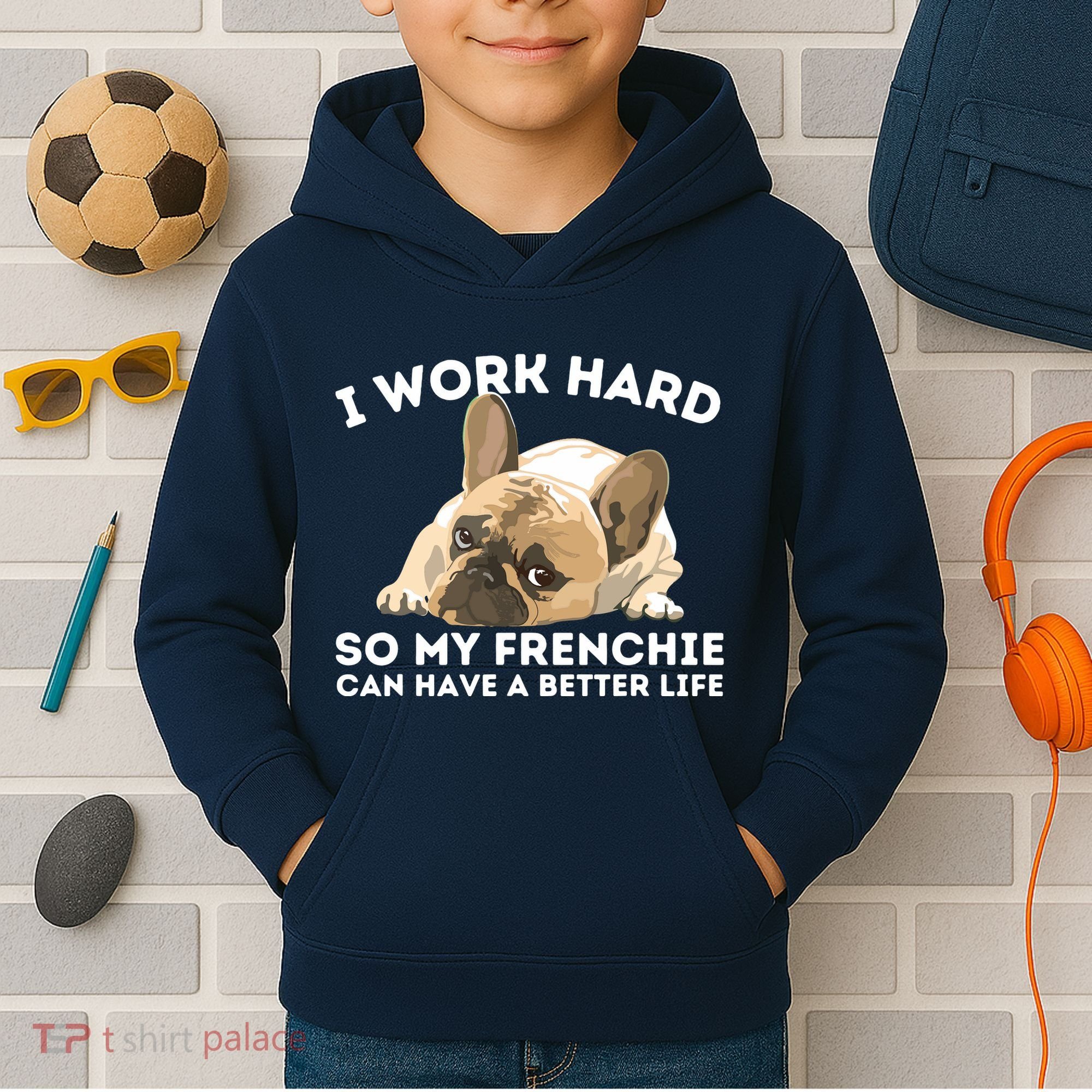 Frenchie Better Life Funny French Bulldog Dog Lover Kids Hoodie