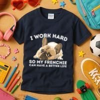 Frenchie Better Life Funny French Bulldog Dog Lover Kids T-Shirt thumb 3