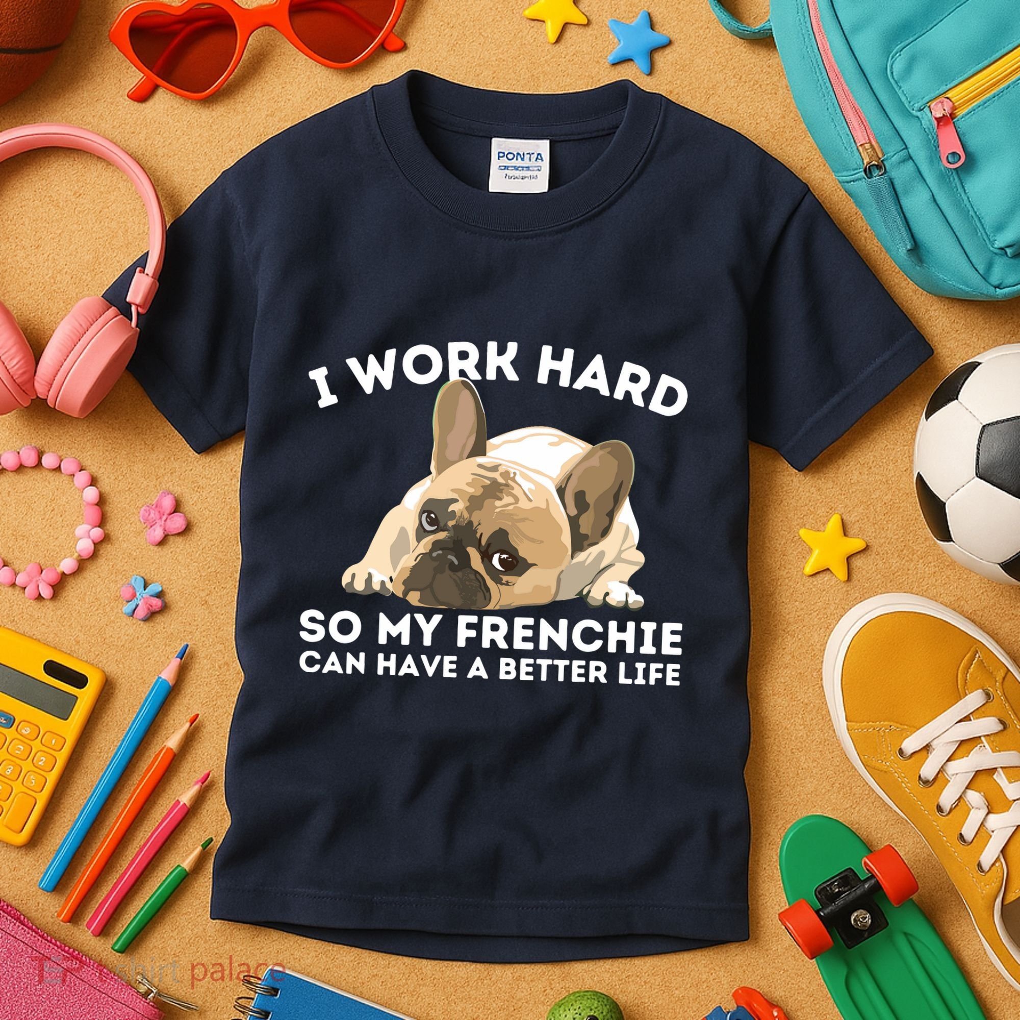 Frenchie Better Life Funny French Bulldog Dog Lover Kids T-Shirt