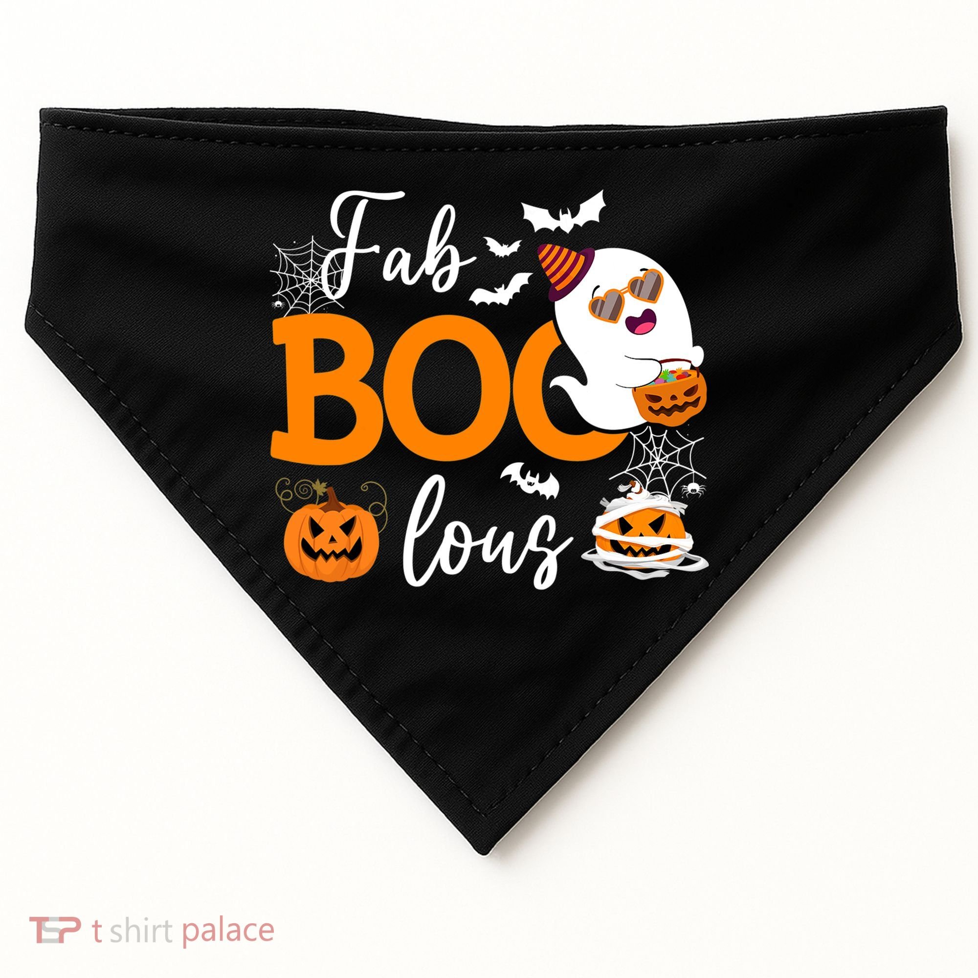 Fab Boo Lous Cute Ghost Halloween USA-Made Doggie Bandana