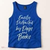 Funny Book Lover Gift Easily Distracted By Dogs And Books Gift Tank Top thumb 2