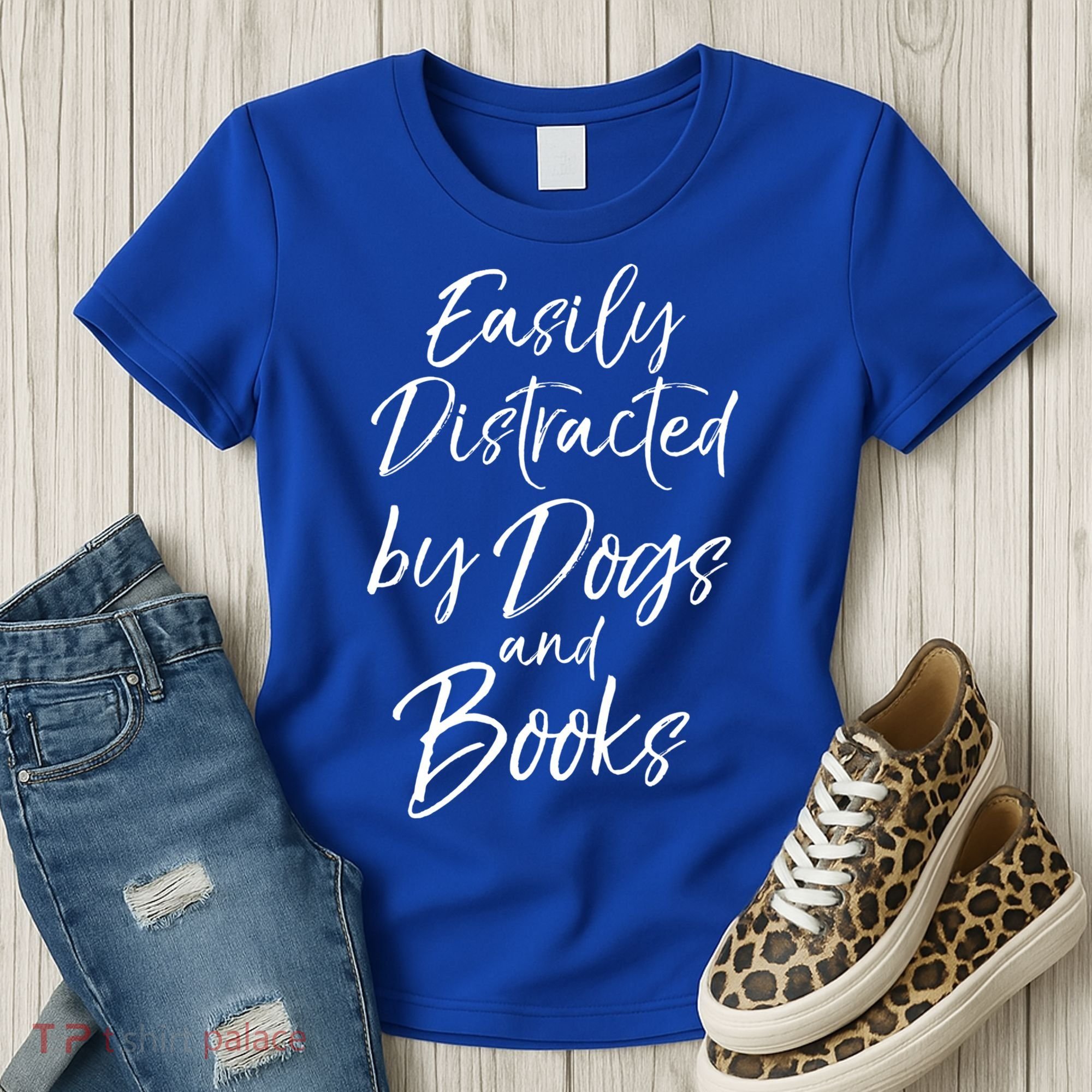 Funny Book Lover Gift Easily Distracted By Dogs And Books Gift Women's T-Shirt
