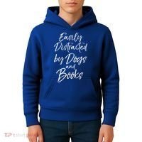 Funny Book Lover Gift Easily Distracted By Dogs And Books Gift Kids Hoodie thumb 4