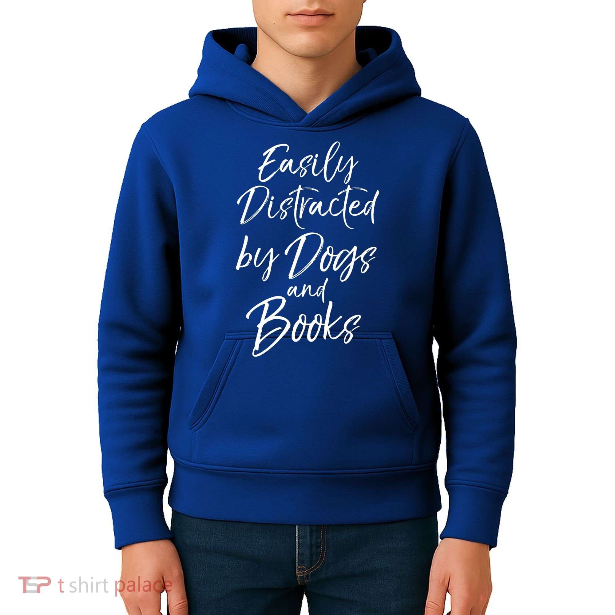 Funny Book Lover Gift Easily Distracted By Dogs And Books Gift Kids Hoodie
