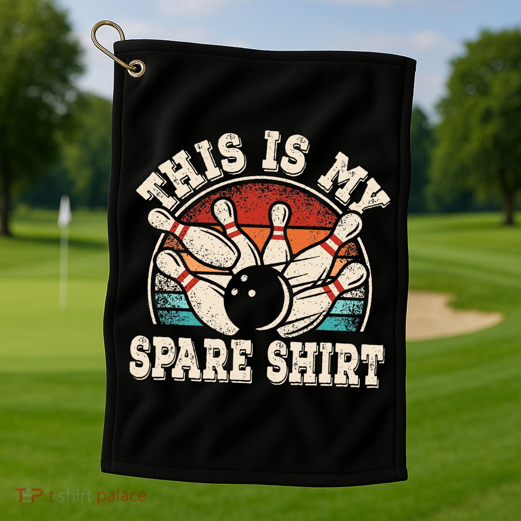 Funny Bowling Lover Bowler Retro This Is My Spare Golf Towel