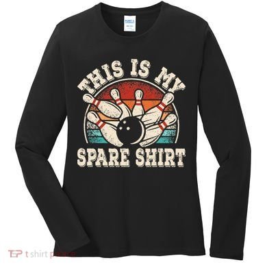 Funny Bowling Lover Bowler Retro This Is My Spare Women's Long Sleeve Shirt