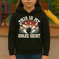 Funny Bowling Lover Bowler Retro This Is My Spare Kids Hoodie thumb 3