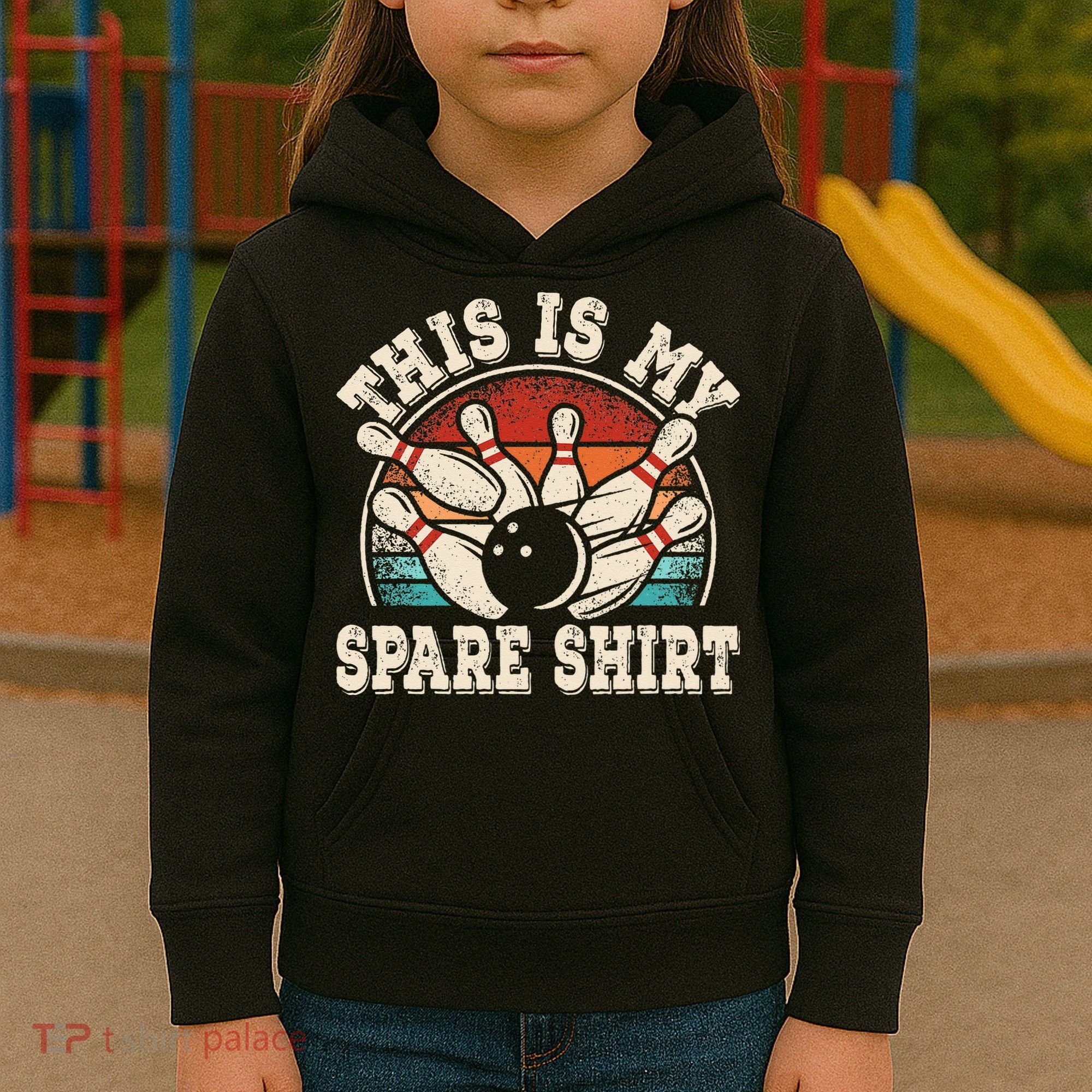Funny Bowling Lover Bowler Retro This Is My Spare Kids Hoodie