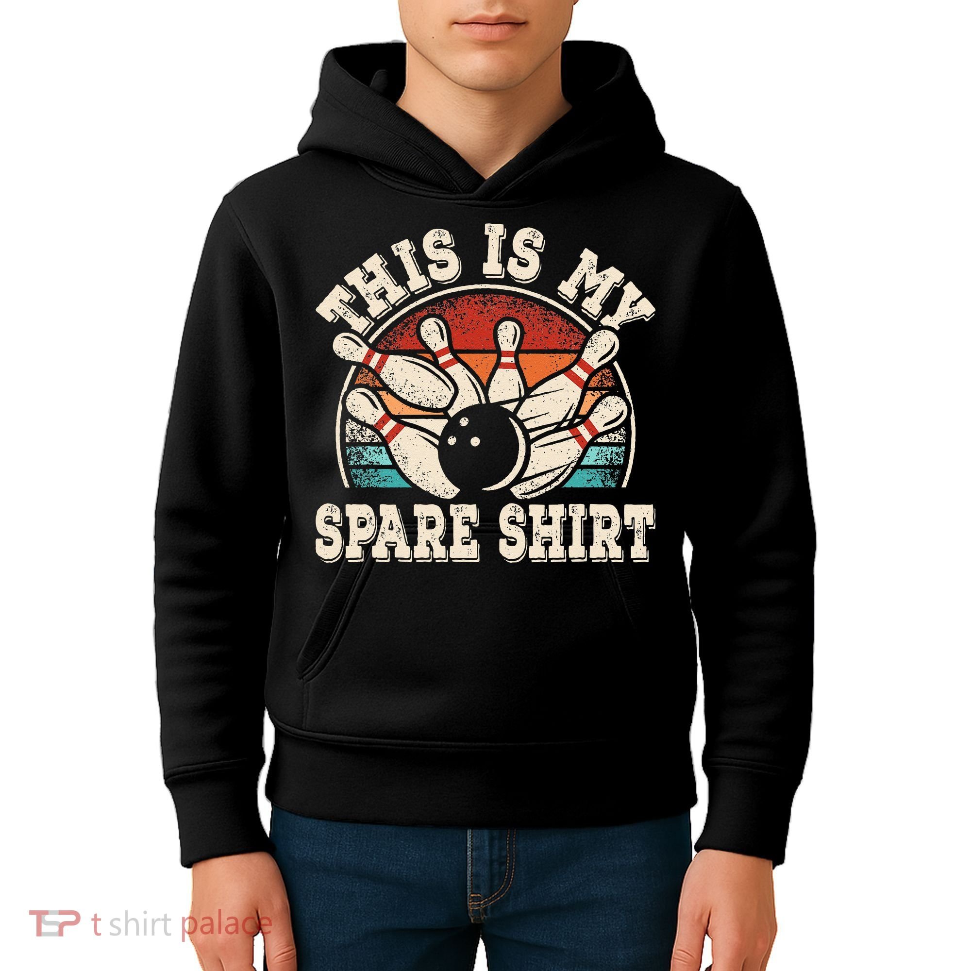 Funny Bowling Lover Bowler Retro This Is My Spare Kids Hoodie